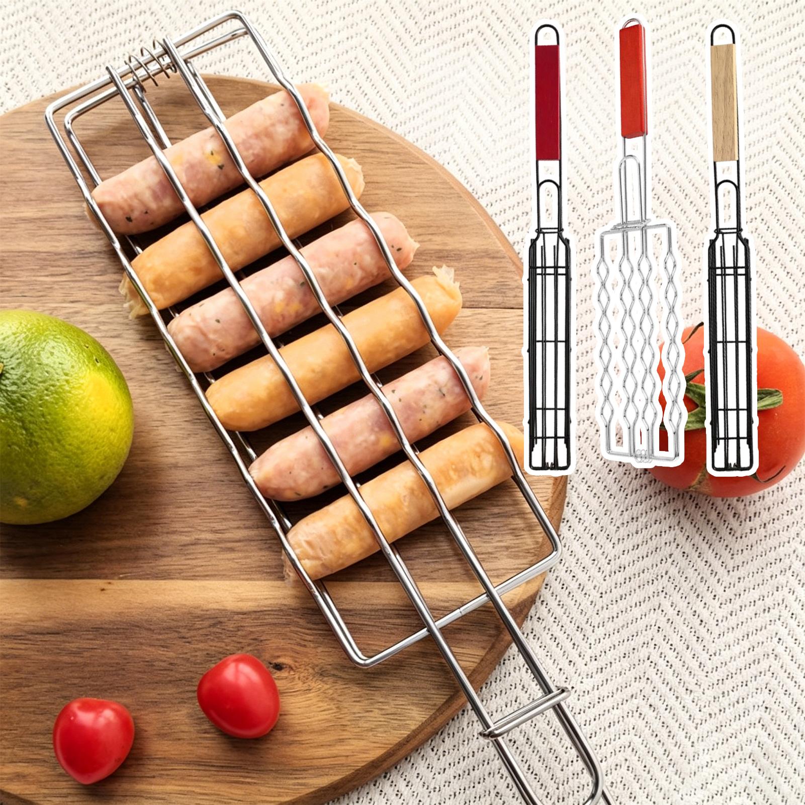 Home Cooking Business - Heat Resistant Wooden Handle BBQ Basket,Portable