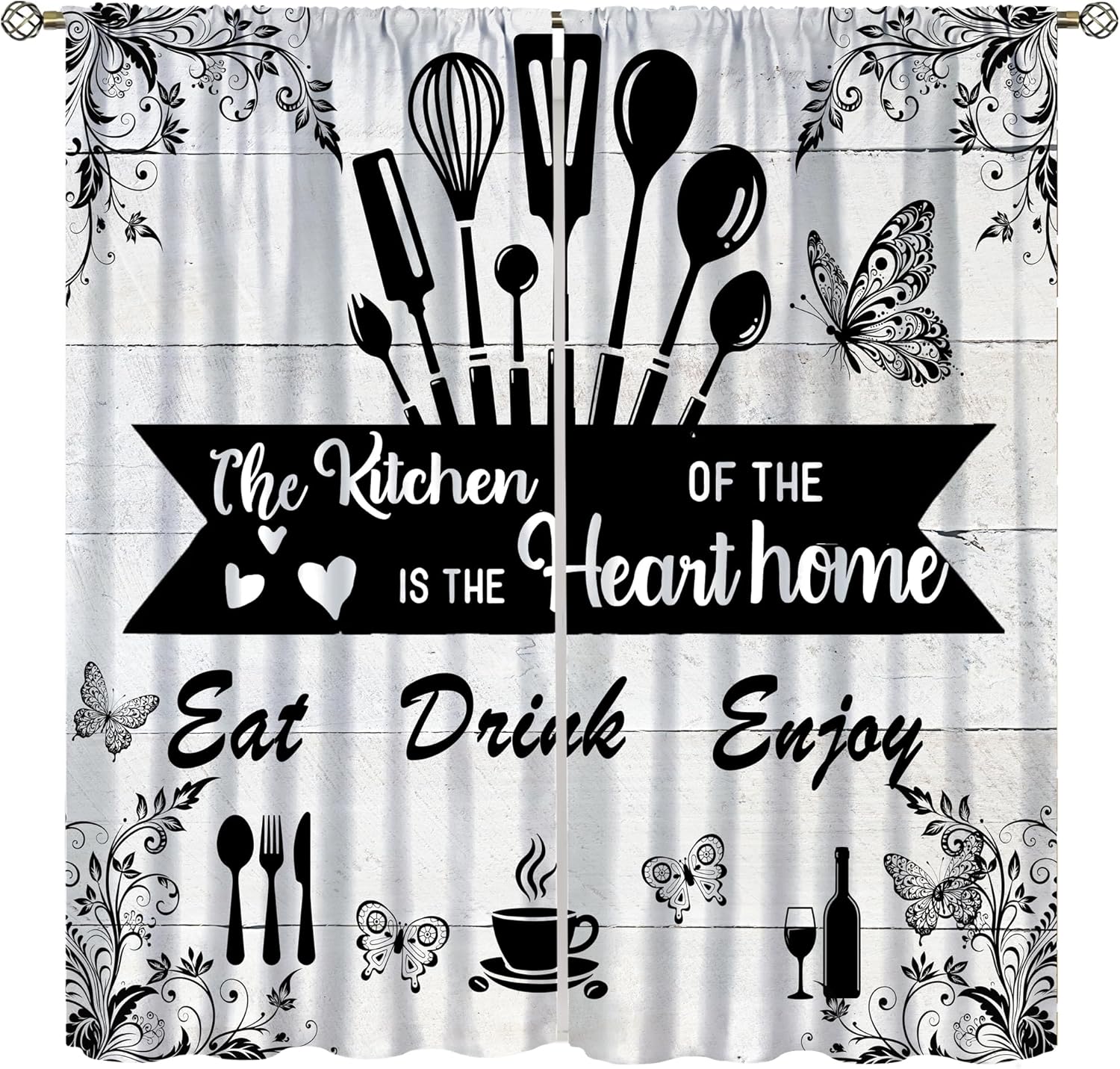 Home Cooking Youtube - Farmhouse Rustic Curtains, Vintage Cooking Utensils