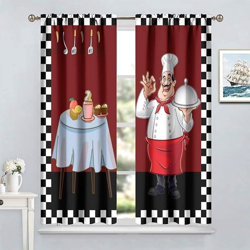 Home Cooking Youtube - VIKAMA Bistro Short Kitchen Curtains Classic