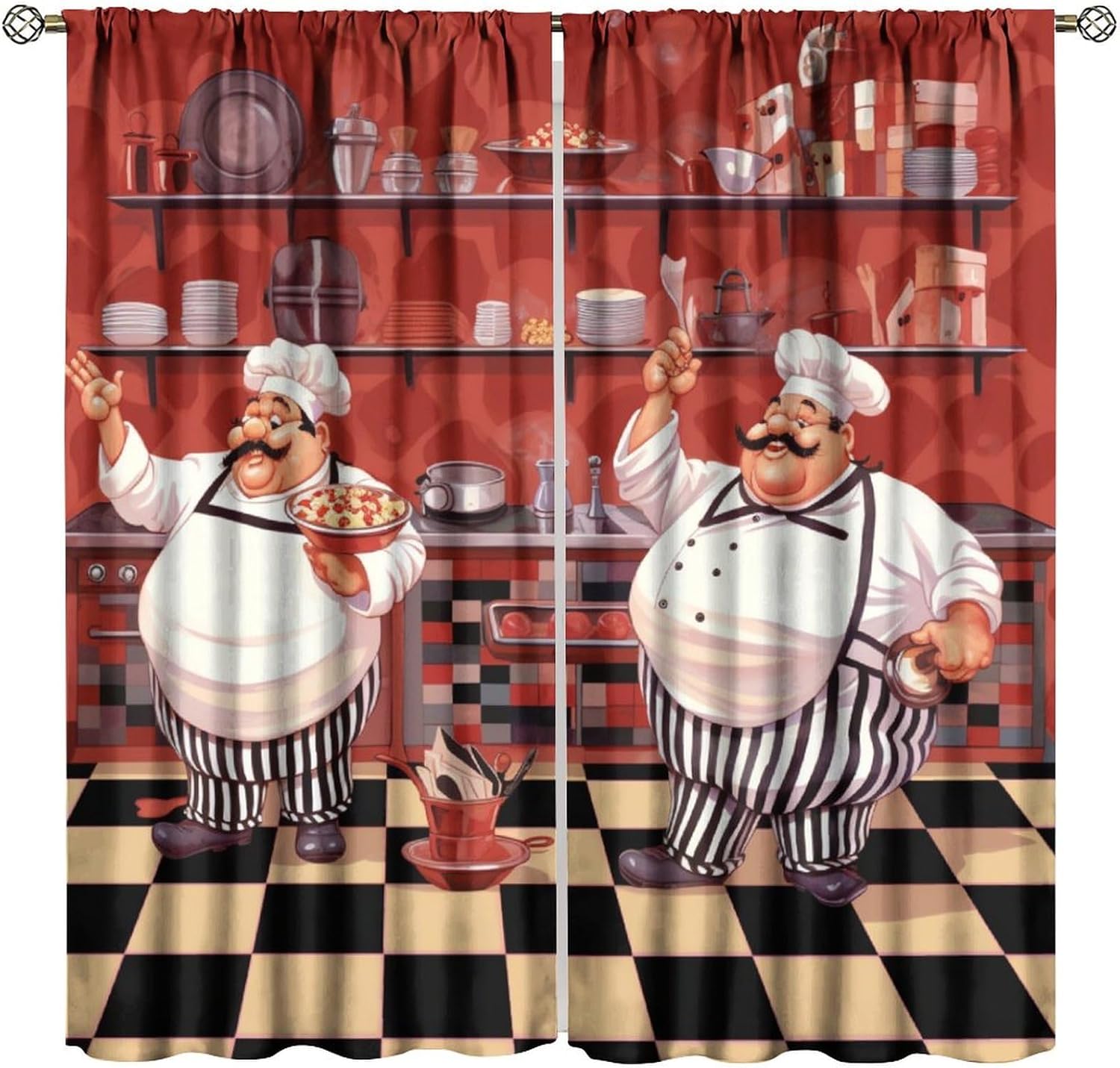 Kitchen Funny Chef Curtains, C - Home Cooking Youtube 评论和价格