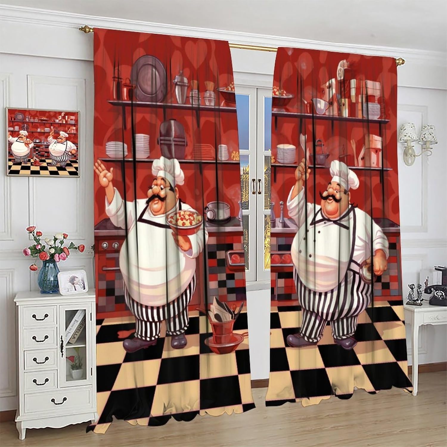 Kitchen Funny Chef Curtains, C - Home Cooking Youtube 评论和价格
