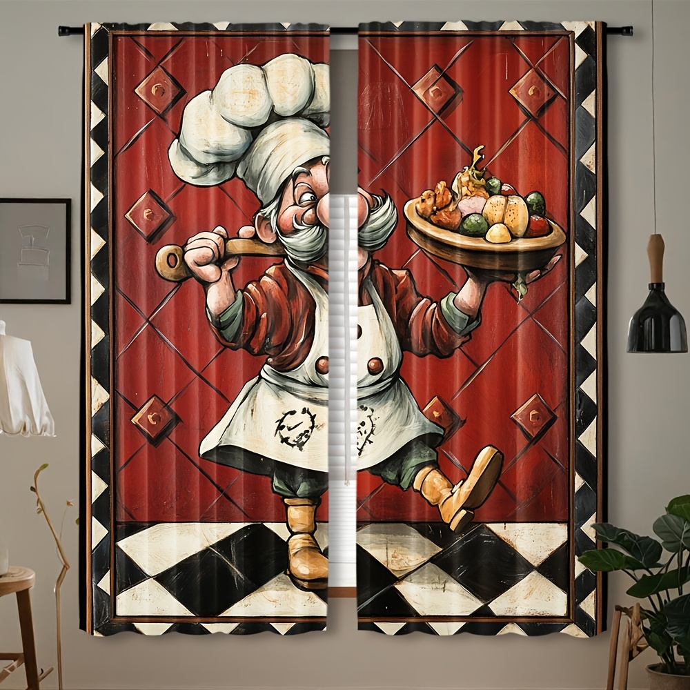 Novelty Chef Cartoon Curtains  - Home Cooking Youtube 评论和价格