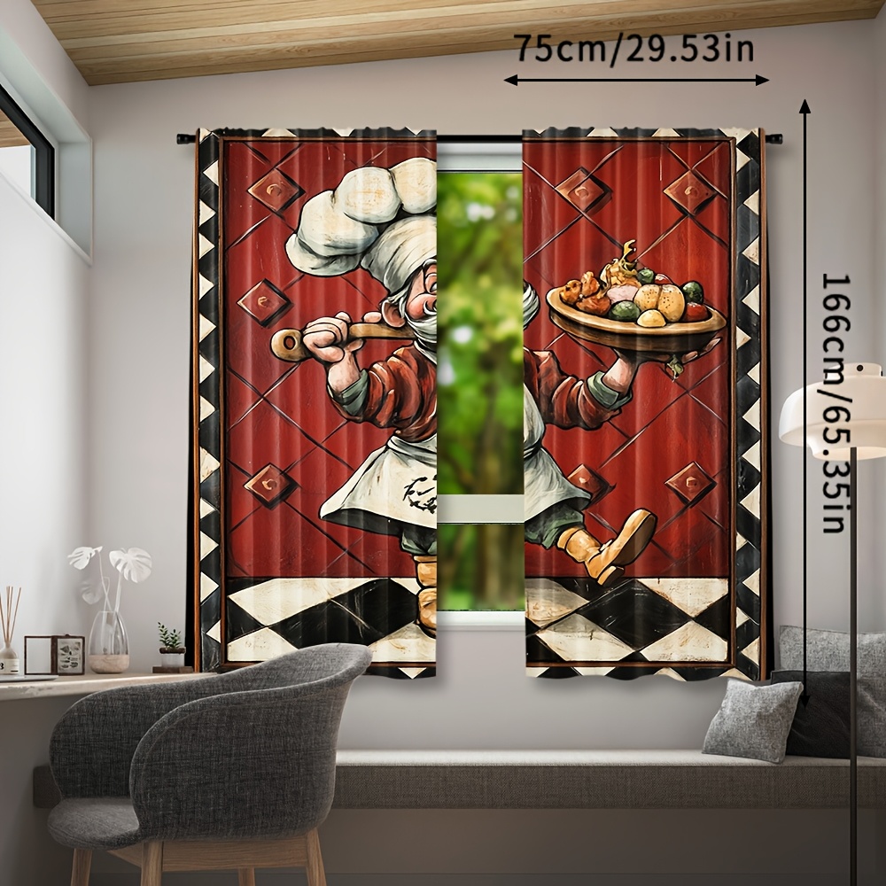 Novelty Chef Cartoon Curtains  - Home Cooking Youtube 评论和价格