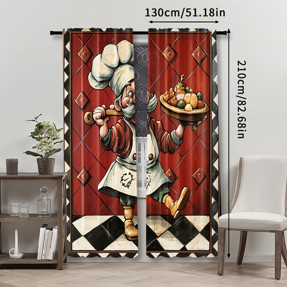 Novelty Chef Cartoon Curtains  - Home Cooking Youtube 评论和价格