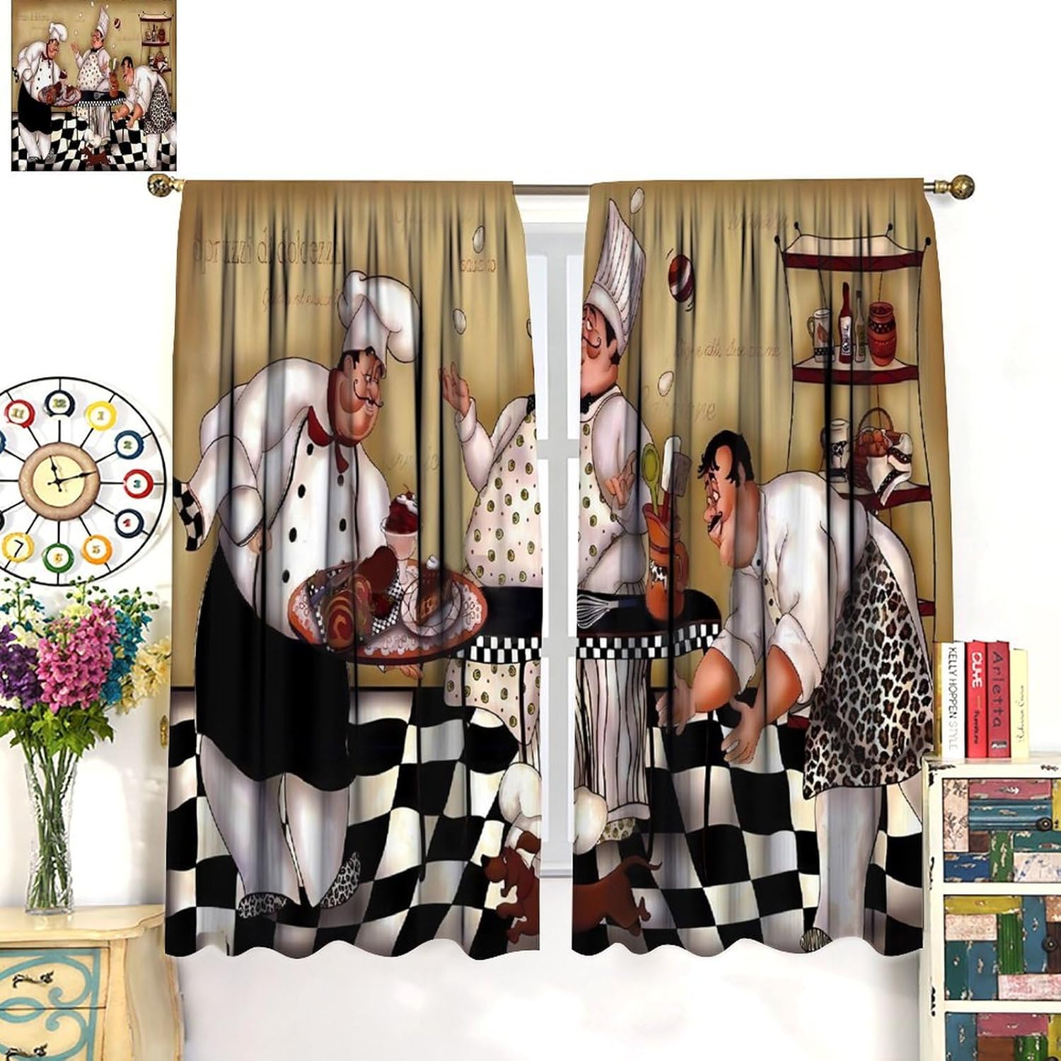 Kitchen Chef Retro Curtains, V - Home Cooking Youtube 评论和价格