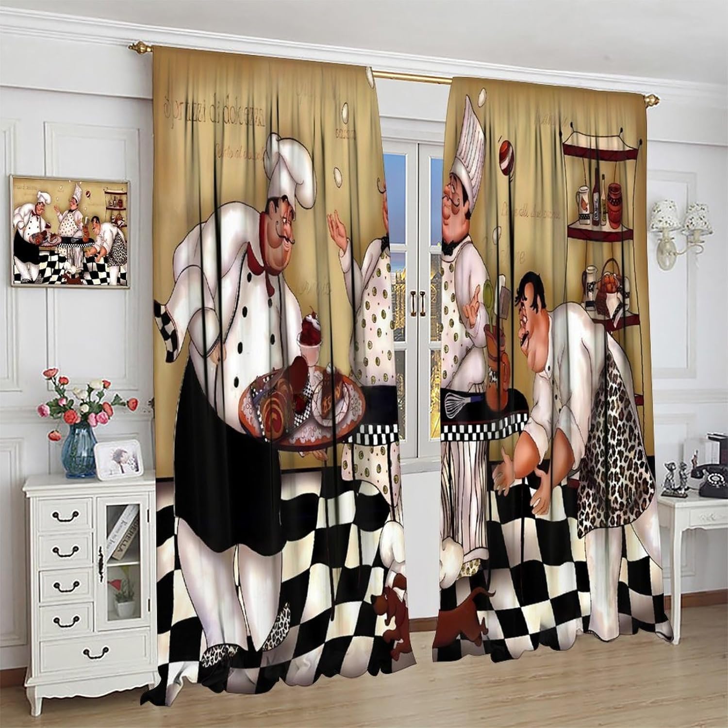 Kitchen Chef Retro Curtains, V - Home Cooking Youtube 评论和价格