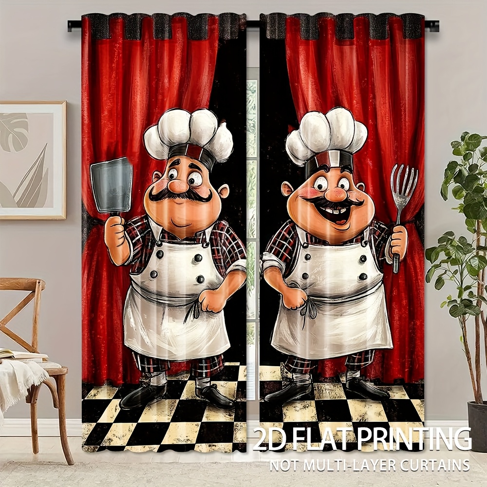 2pcs Chef Kitchen Curtains - F - Home Cooking Youtube 评论和价格
