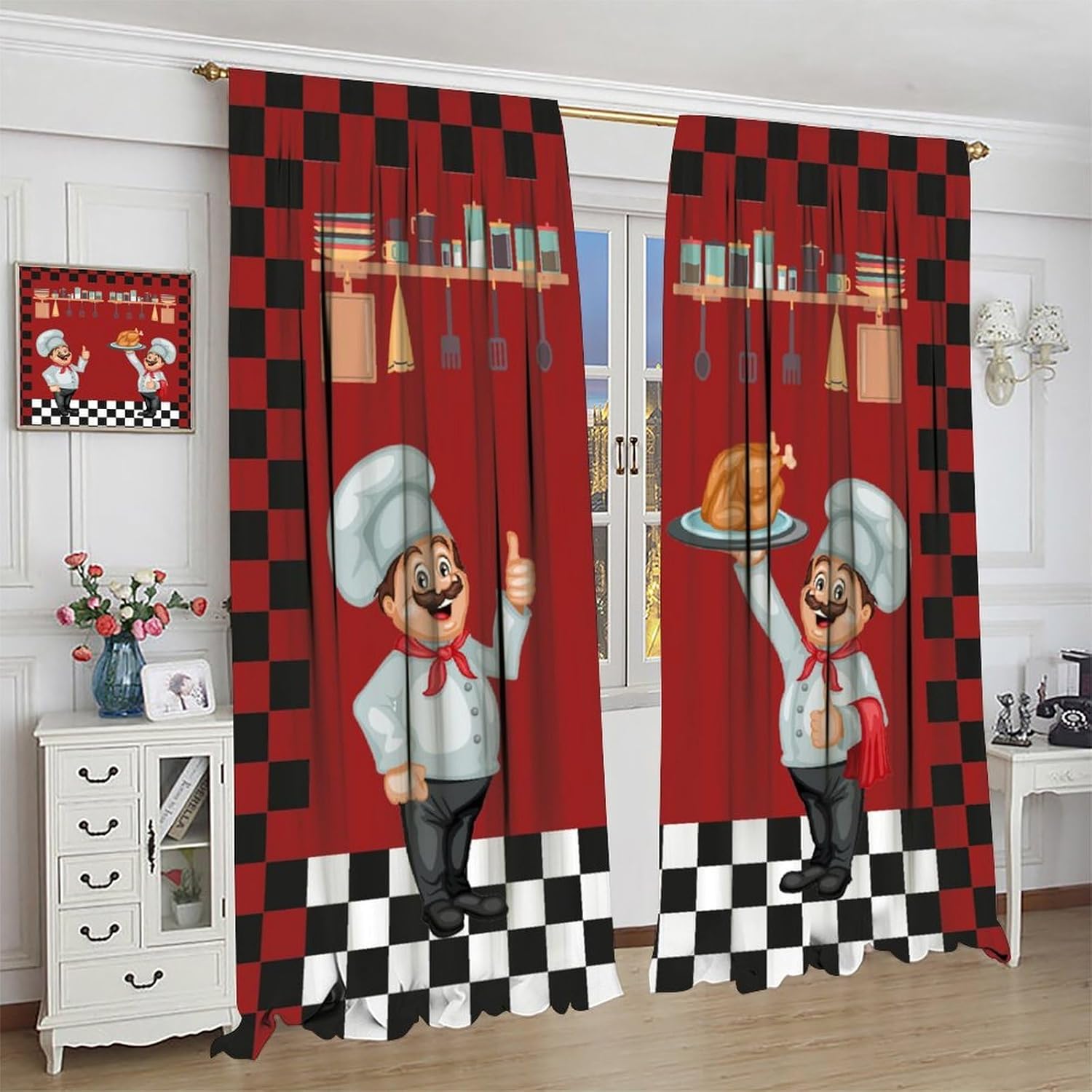 Chef Kitchen Curtains, Modern  - Home Cooking Youtube 评论和价格