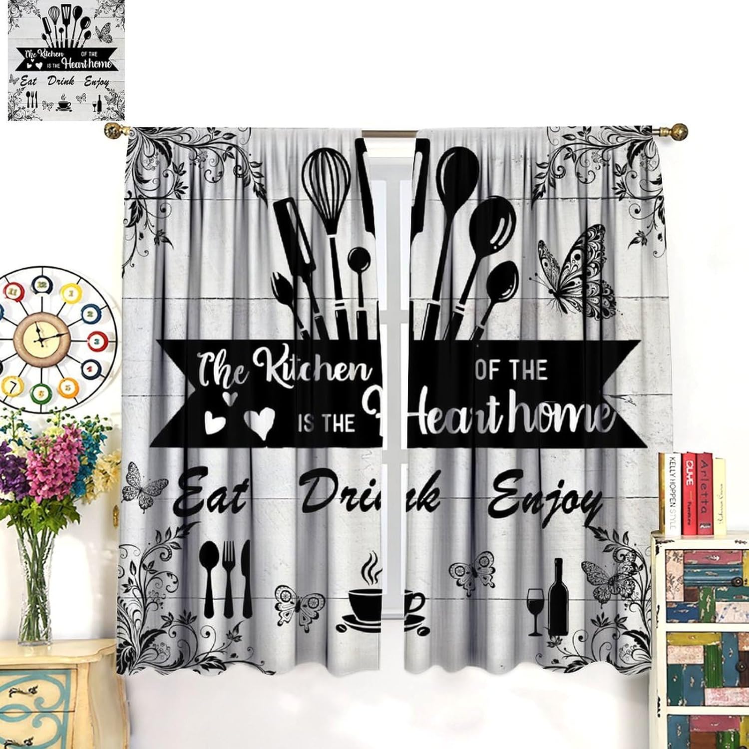 Farmhouse Rustic Curtains, Vin - Home Cooking Youtube 评论和价格